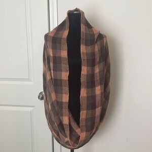 NWT Gaia Pretty Persuasions Infinity Brown Plaid Scarf Mini Throw NWT